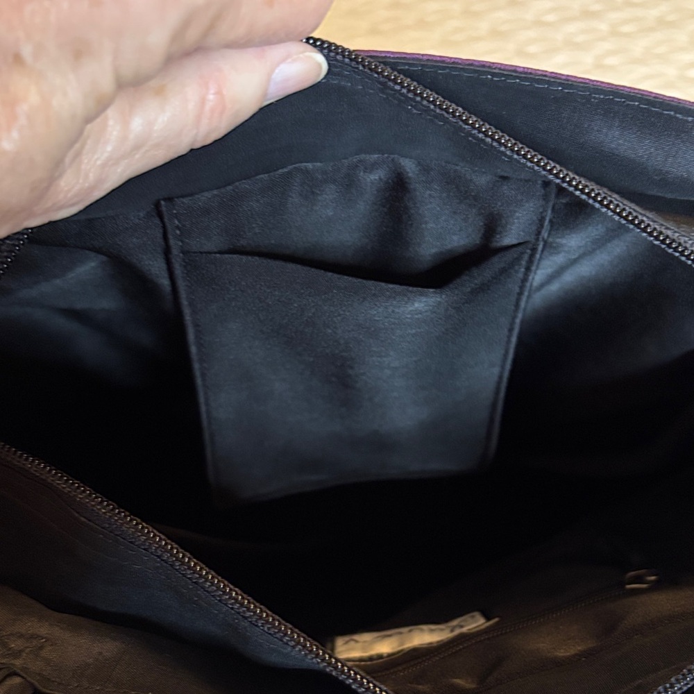 Claire V. Luxury Silk Black and Purple Satchel Zip Top Closure NWT - Picture 10 of 15